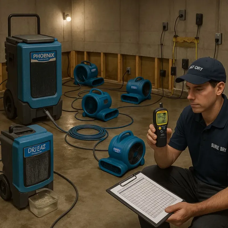 Structural Drying and Dehumidification process in Walpole, MA